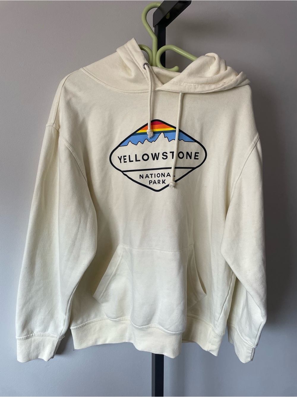 Yellowstone National Park Graphic Hoodie Sweatshirt Butter Yellow Unisex Large